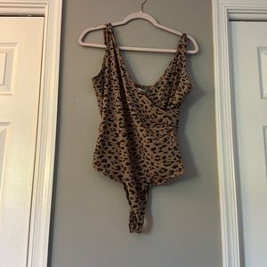 Cheetah knotted thong body suit